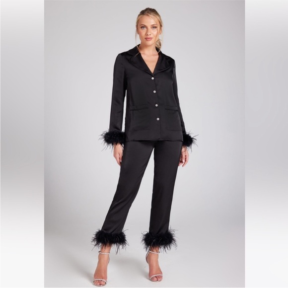 Black Feather Trim Women´s Jumpsuit